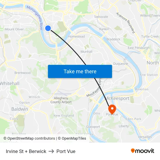 Irvine St + Berwick to Port Vue map