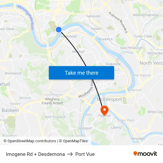 Imogene Rd + Desdemona to Port Vue map