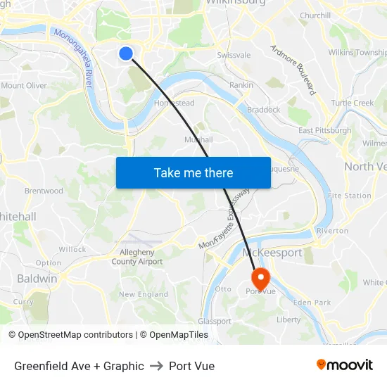 Greenfield Ave + Graphic to Port Vue map