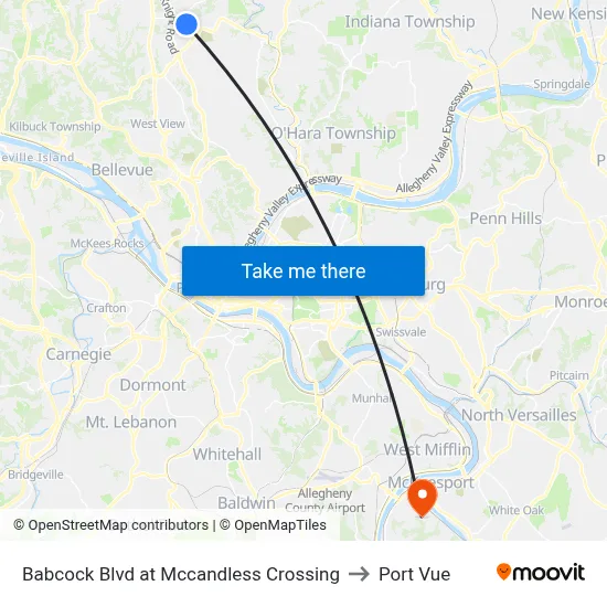 Babcock Blvd at Mccandless Crossing to Port Vue map