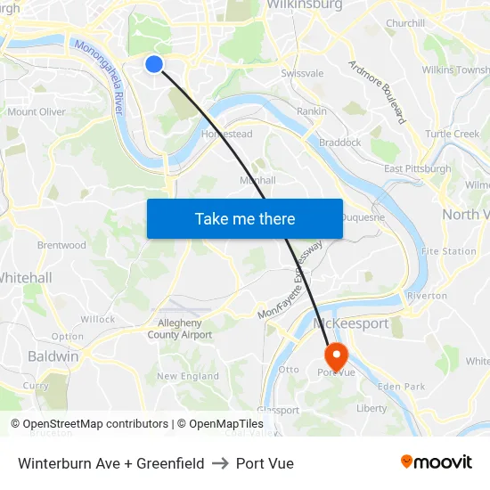 Winterburn Ave + Greenfield to Port Vue map