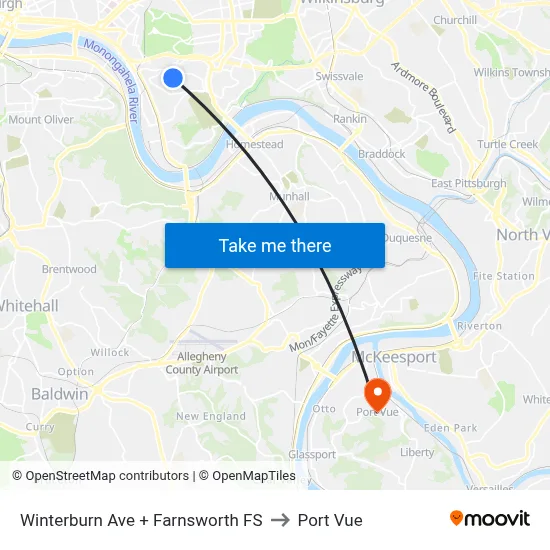 Winterburn Ave + Farnsworth FS to Port Vue map