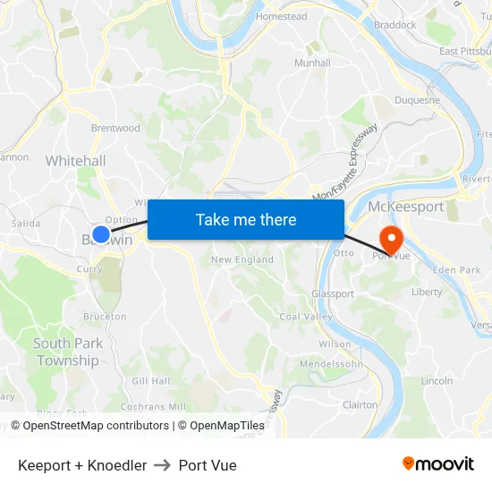 Keeport + Knoedler to Port Vue map