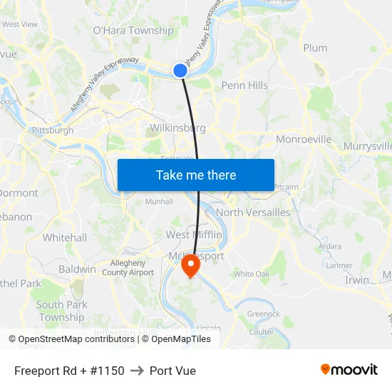Freeport Rd + #1150 to Port Vue map