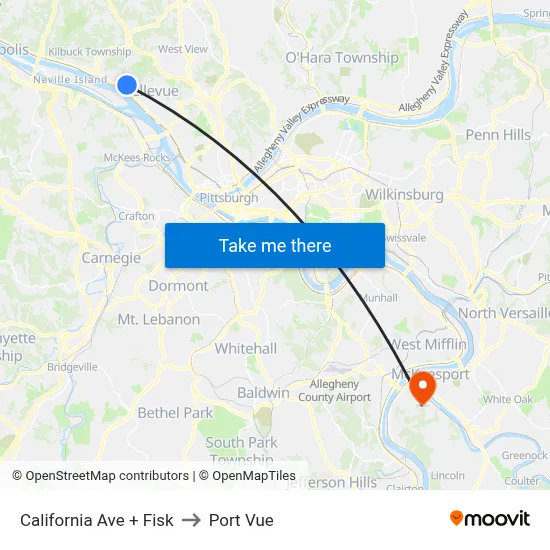 California Ave + Fisk to Port Vue map