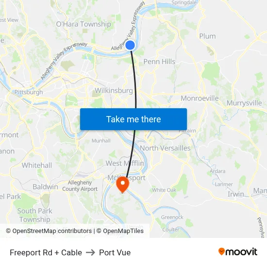 Freeport Rd + Cable to Port Vue map