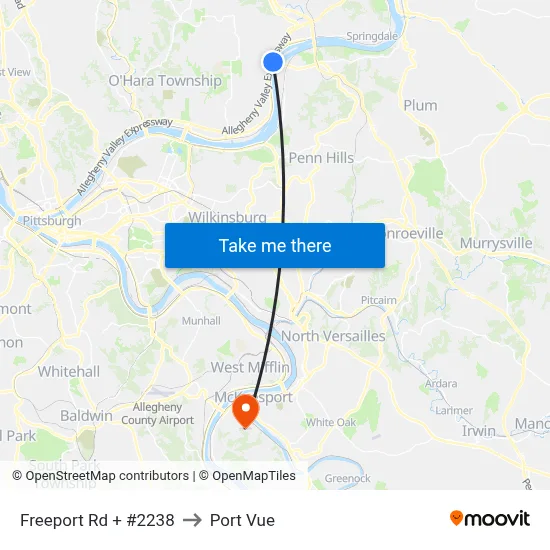Freeport Rd + #2238 to Port Vue map