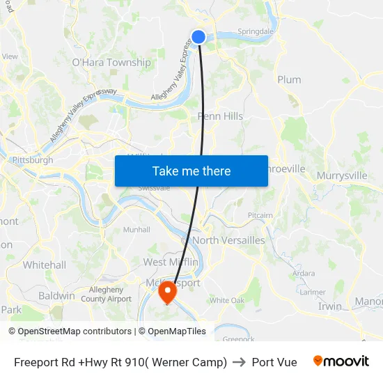 Freeport Rd +Hwy Rt 910( Werner Camp) to Port Vue map