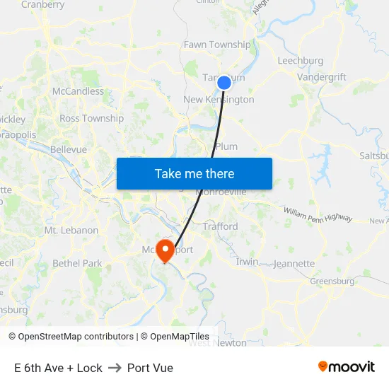 E 6th Ave + Lock to Port Vue map
