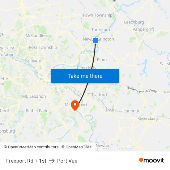 Freeport Rd + 1st to Port Vue map