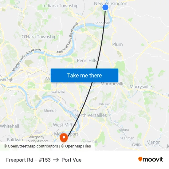 Freeport Rd + #153 to Port Vue map