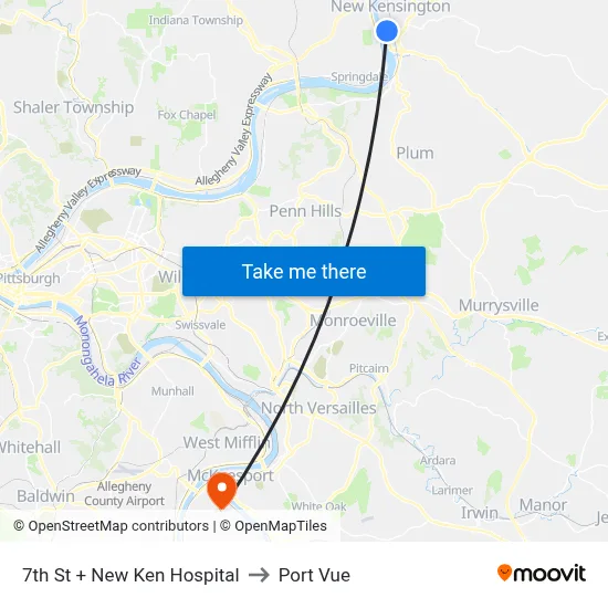 7th St + New Ken Hospital to Port Vue map