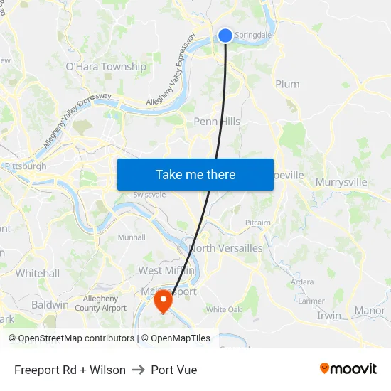 Freeport Rd + Wilson to Port Vue map