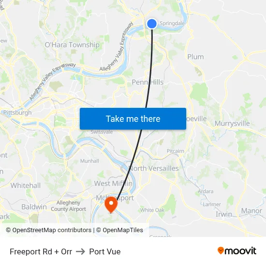 Freeport Rd + Orr to Port Vue map