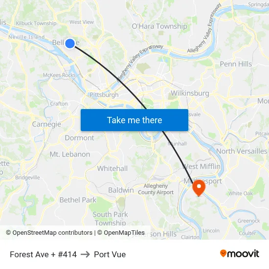 Forest Ave + #414 to Port Vue map