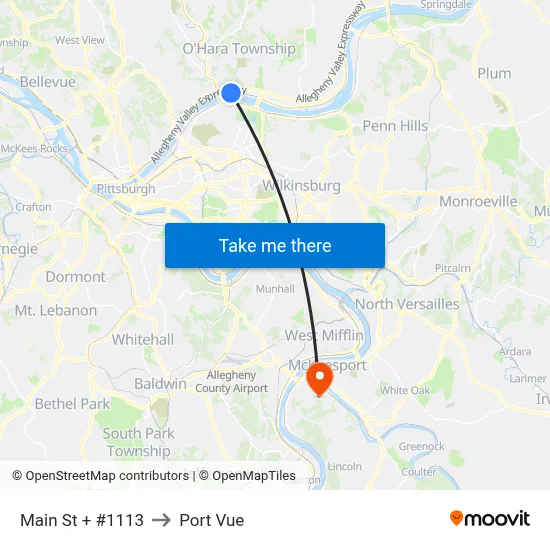 Main St + #1113 to Port Vue map