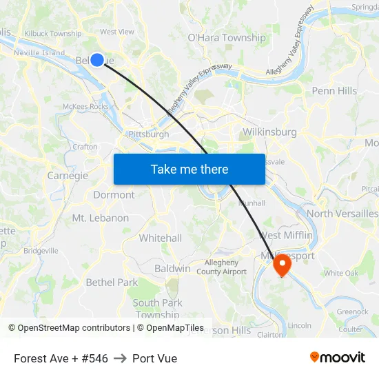 Forest Ave + #546 to Port Vue map