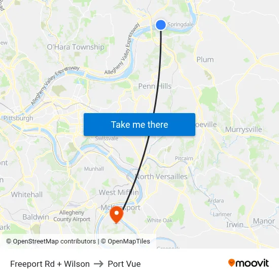 Freeport Rd + Wilson to Port Vue map