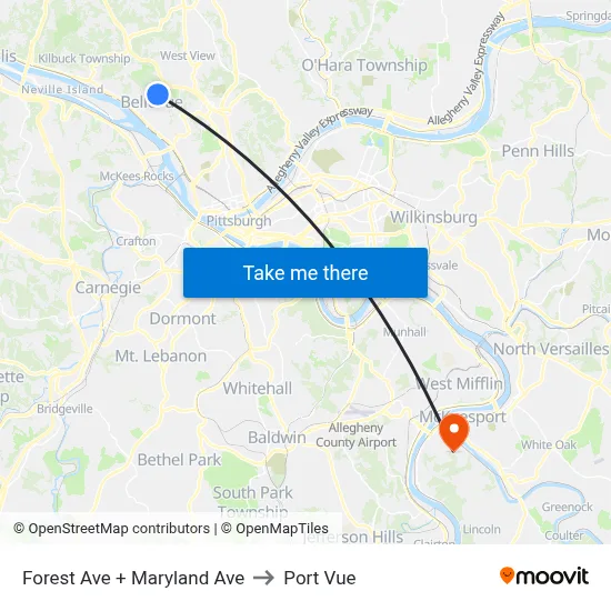 Forest Ave + Maryland Ave to Port Vue map