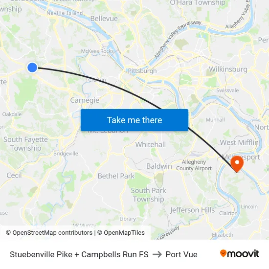 Stuebenville Pike + Campbells Run FS to Port Vue map