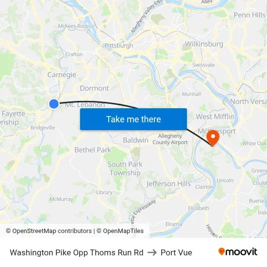Washington Pike Opp Thoms Run Rd to Port Vue map