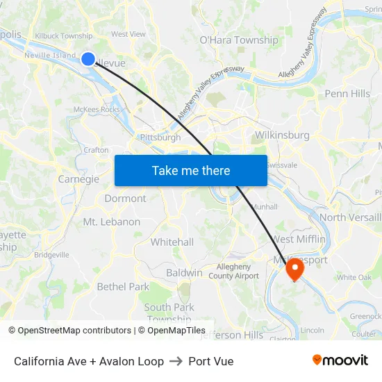 California Ave + Avalon Loop to Port Vue map