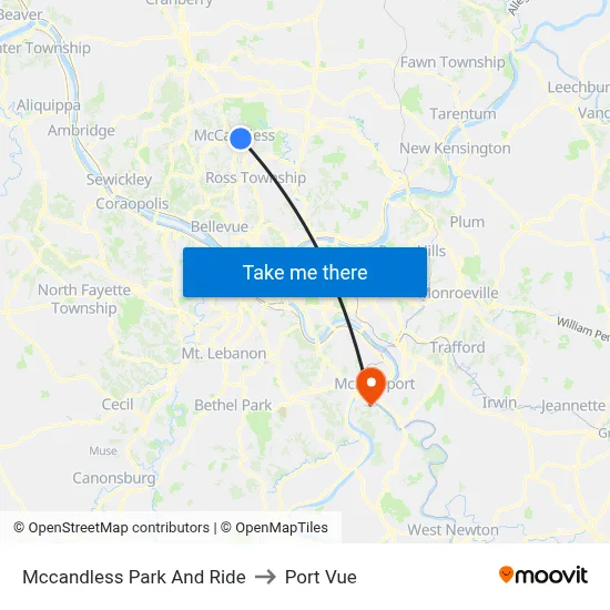 Mccandless Park And Ride to Port Vue map