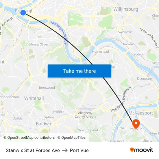 Stanwix St at Forbes Ave to Port Vue map