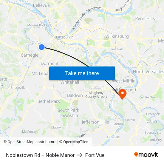 Noblestown Rd + Noble Manor to Port Vue map