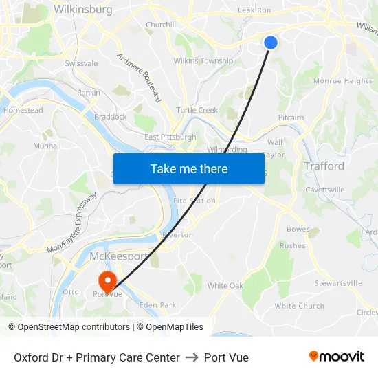 Oxford Dr + Primary Care Center to Port Vue map