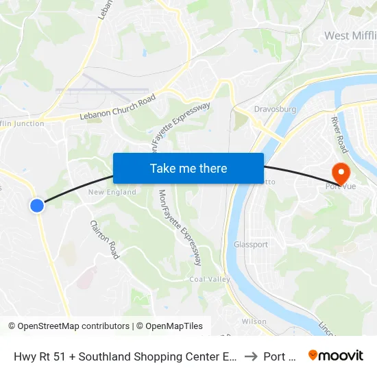 Hwy Rt 51 + Southland Shopping Center Entrance to Port Vue map