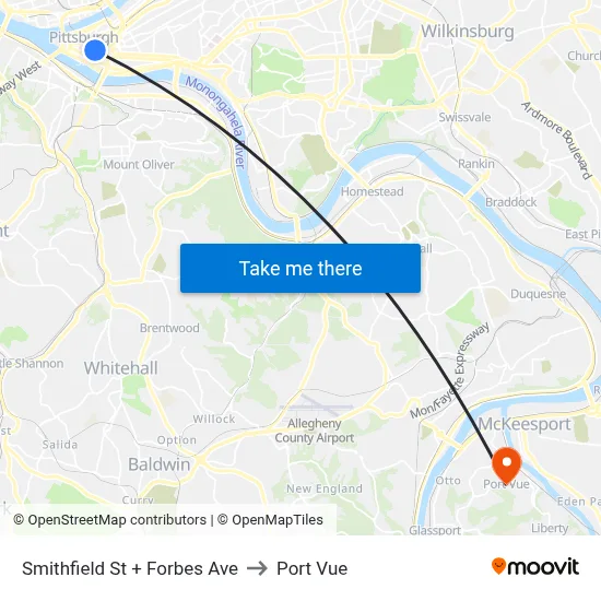 Smithfield St + Forbes Ave to Port Vue map