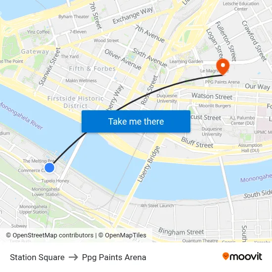 Station Square to Ppg Paints Arena map