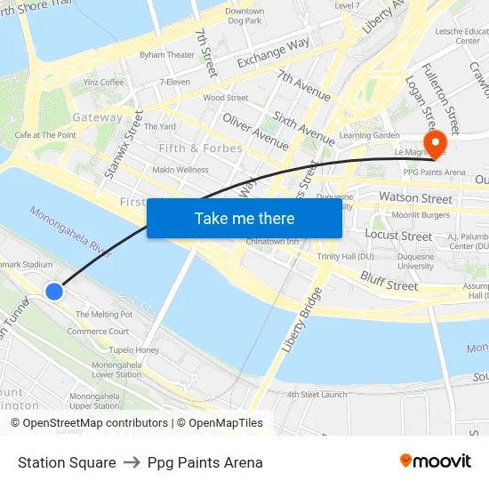 Station Square to Ppg Paints Arena map