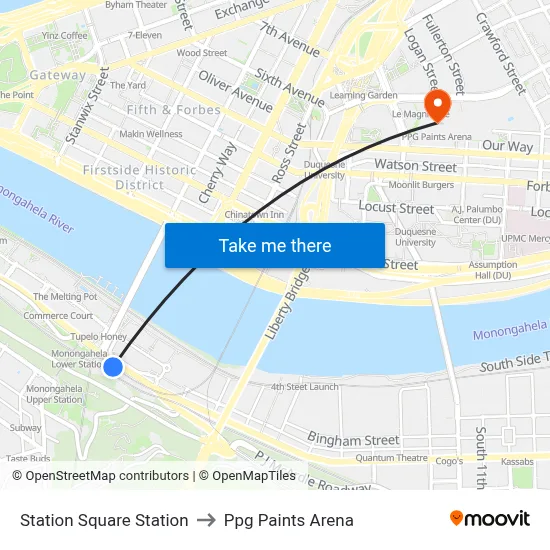 Station Square Station to Ppg Paints Arena map