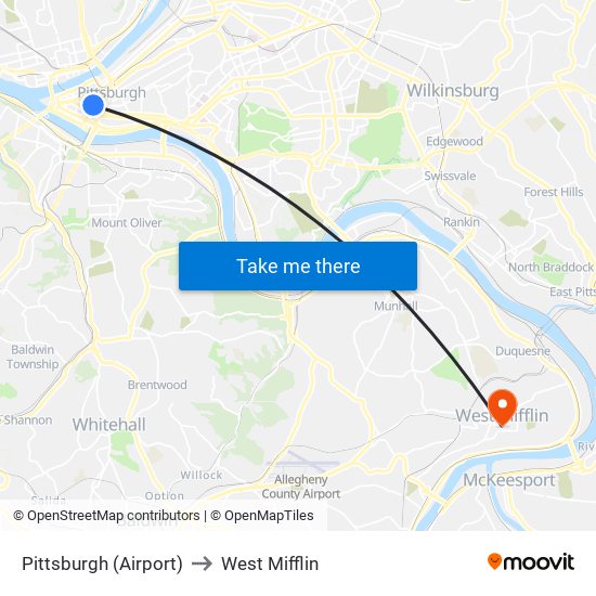 Pittsburgh (Airport) to West Mifflin map