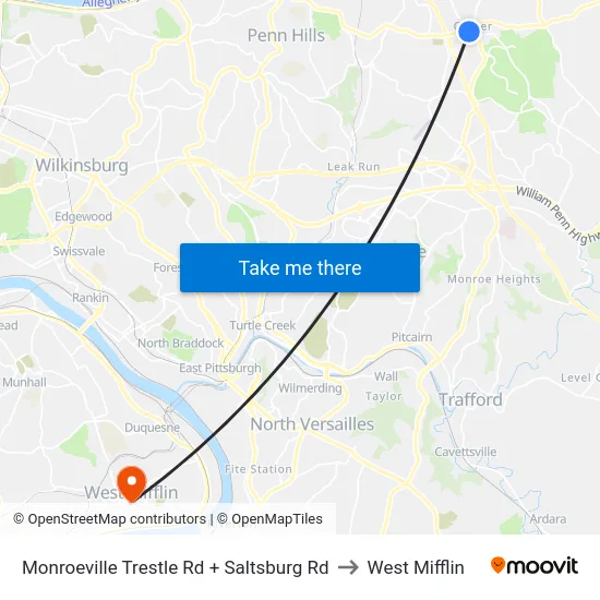 Monroeville Trestle Rd + Saltsburg Rd to West Mifflin map