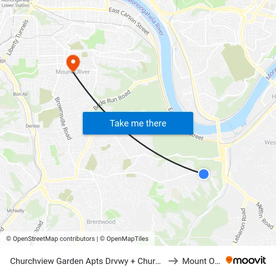 Churchview Garden Apts Drvwy + Churchview Ave to Mount Oliver map