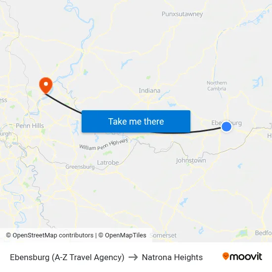 Ebensburg (A-Z Travel Agency) to Natrona Heights map