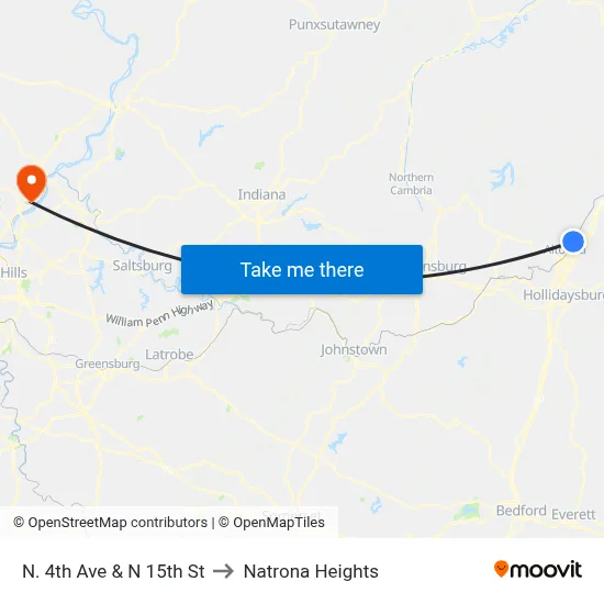 N. 4th Ave & N 15th St to Natrona Heights map