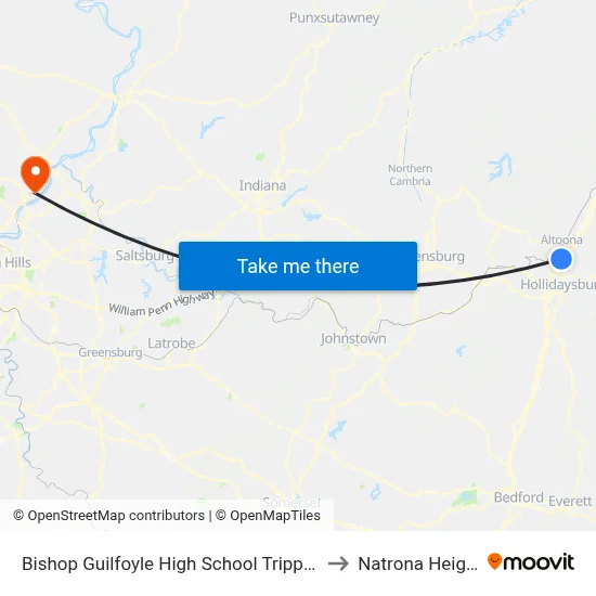 Bishop Guilfoyle High School Tripper Sto to Natrona Heights map