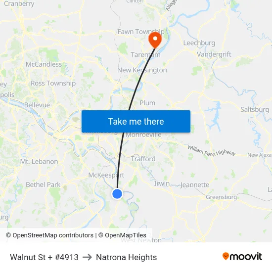 Walnut St + #4913 to Natrona Heights map