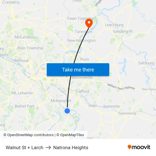 Walnut St + Larch to Natrona Heights map