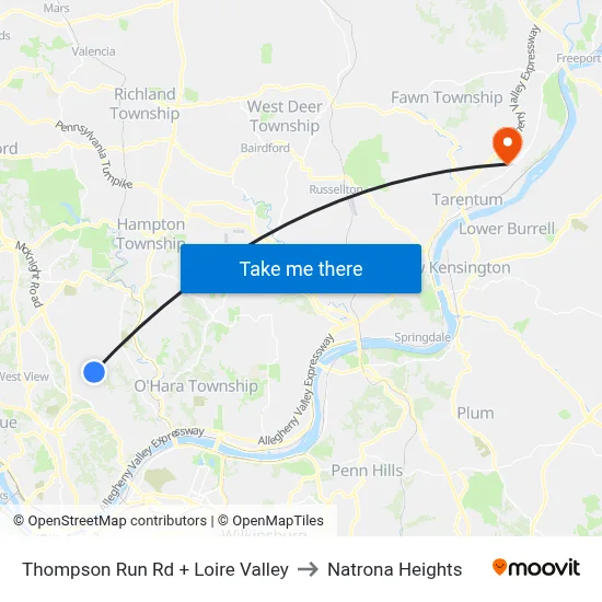 Thompson Run Rd + Loire Valley to Natrona Heights map