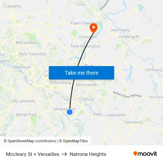 Mccleary St + Versailles to Natrona Heights map