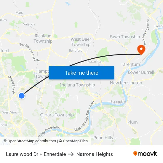 Laurelwood Dr + Ennerdale to Natrona Heights map