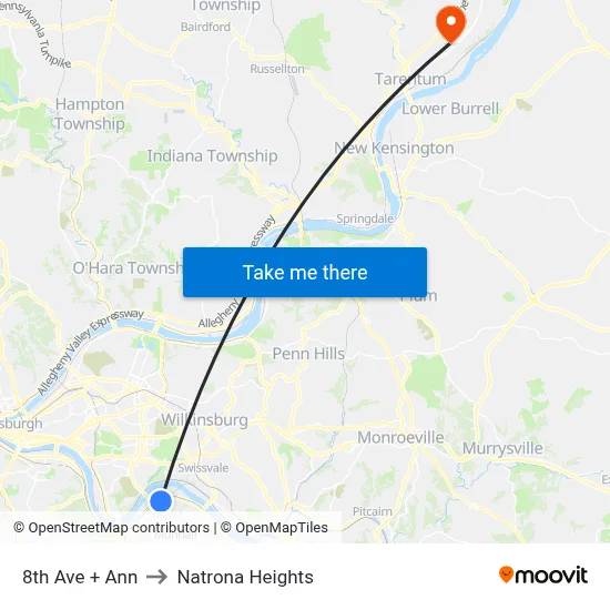 8th Ave + Ann to Natrona Heights map