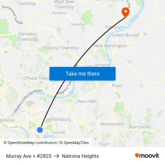 Murray Ave + #2825 to Natrona Heights map