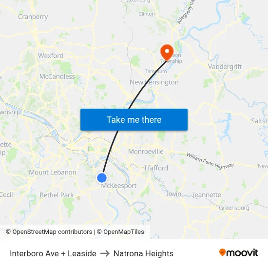 Interboro Ave + Leaside to Natrona Heights map