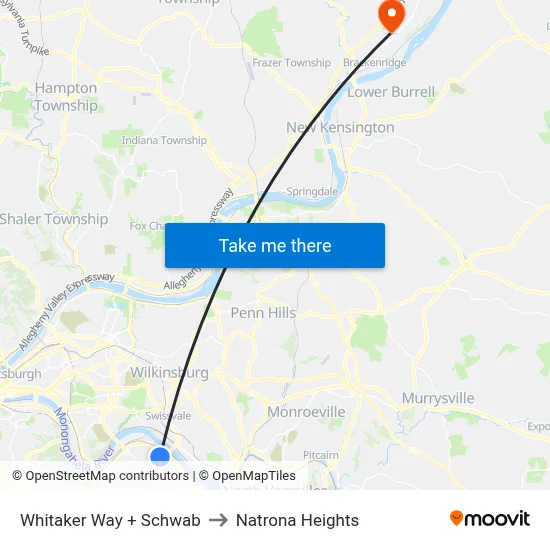 Whitaker Way + Schwab to Natrona Heights map